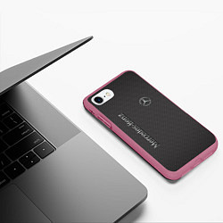 Чехол iPhone 7/8 матовый Mercedes карбоновые полосы, цвет: 3D-малиновый — фото 2