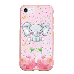 Чехол iPhone 7/8 матовый Слоних в конфетти, цвет: 3D-светло-розовый