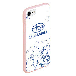 Чехол iPhone 7/8 матовый Subaru брызги, цвет: 3D-светло-розовый — фото 2