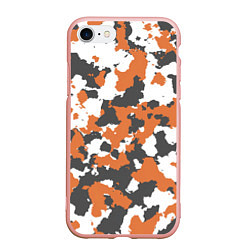 Чехол iPhone 7/8 матовый Orange Camo, цвет: 3D-светло-розовый