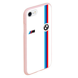Чехол iPhone 7/8 матовый БМВ 3 STRIPE BMW WHITE, цвет: 3D-светло-розовый — фото 2