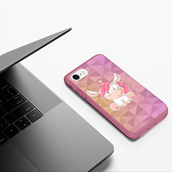 Чехол iPhone 7/8 матовый Единорог с розовыми волосами, цвет: 3D-малиновый — фото 2