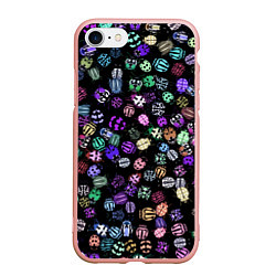 Чехол iPhone 7/8 матовый Неоновые жуки, цвет: 3D-светло-розовый