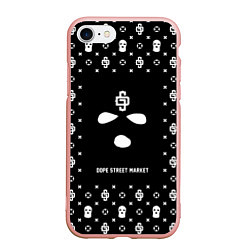 Чехол iPhone 7/8 матовый Узор Black Phantom Ski Mask Dope Street Market, цвет: 3D-светло-розовый