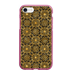 Чехол iPhone 7/8 матовый Классический узор золотой, цвет: 3D-малиновый