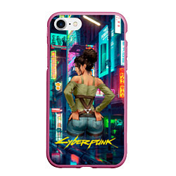 Чехол iPhone 7/8 матовый Панам вид сзади Cyberpunk2077