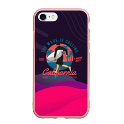 Чехол iPhone 7/8 матовый Серфинг и лето, цвет: 3D-светло-розовый