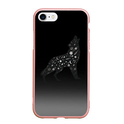 Чехол iPhone 7/8 матовый Звездный черный волк, цвет: 3D-светло-розовый