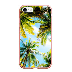 Чехол iPhone 7/8 матовый Пальмы под солнцем, цвет: 3D-светло-розовый
