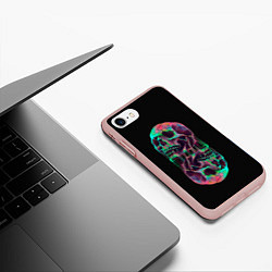 Чехол iPhone 7/8 матовый Черепа близнецы, цвет: 3D-светло-розовый — фото 2