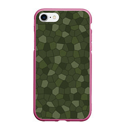 Чехол iPhone 7/8 матовый Камуфляжная мозаика - Хаки, цвет: 3D-малиновый