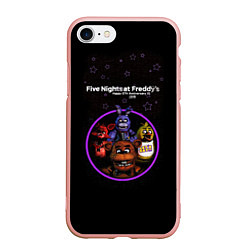 Чехол iPhone 7/8 матовый Five Nights at Freddys - персонажи из игры, цвет: 3D-светло-розовый