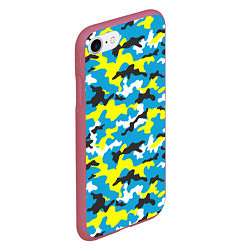 Чехол iPhone 7/8 матовый Камуфляж Небесно-Синий, цвет: 3D-малиновый — фото 2