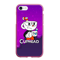 Чехол iPhone 7/8 матовый Недовольная чашечка cuphead, цвет: 3D-малиновый