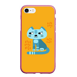 Чехол iPhone 7/8 матовый Очаровательный котик в плоском стиле в ярких цвета, цвет: 3D-малиновый