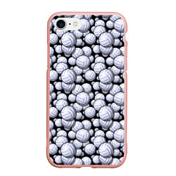 Чехол iPhone 7/8 матовый Волейбольные Мячи Volleyballs, цвет: 3D-светло-розовый