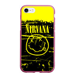 Чехол iPhone 7/8 матовый NIRVANA гранж, цвет: 3D-малиновый