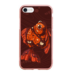 Чехол iPhone 7/8 матовый Золотая рыбка на фоне волн, цвет: 3D-светло-розовый