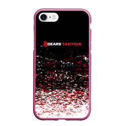 Чехол iPhone 7/8 матовый Gears tactics белые красные брызги, цвет: 3D-малиновый