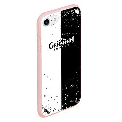 Чехол iPhone 7/8 матовый Genshin Impact черноебелое, цвет: 3D-светло-розовый — фото 2
