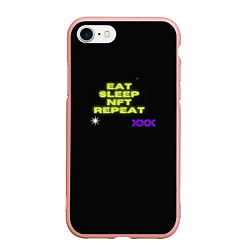 Чехол iPhone 7/8 матовый Eat, sleep, nft, repeat, неоновый текст, цвет: 3D-светло-розовый