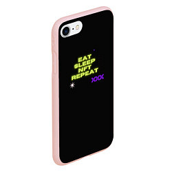 Чехол iPhone 7/8 матовый Eat, sleep, nft, repeat, неоновый текст, цвет: 3D-светло-розовый — фото 2