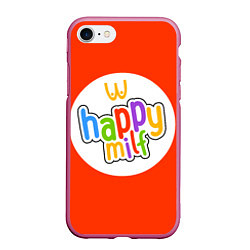 Чехол iPhone 7/8 матовый HAPPY MILF, цвет: 3D-малиновый