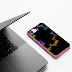 Чехол iPhone 7/8 матовый Геометрический узор Neon, цвет: 3D-малиновый — фото 2