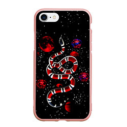 Чехол iPhone 7/8 матовый Змея в Красном Космосе Space Snake, цвет: 3D-светло-розовый