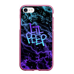 Чехол iPhone 7/8 матовый Lil peep neon молнии, цвет: 3D-малиновый