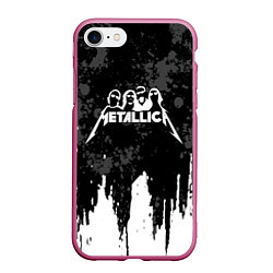 Чехол iPhone 7/8 матовый Metallica музыканты, цвет: 3D-малиновый