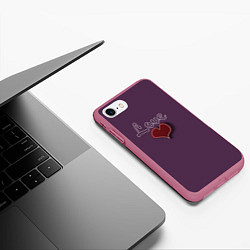 Чехол iPhone 7/8 матовый Heart and Love, цвет: 3D-малиновый — фото 2