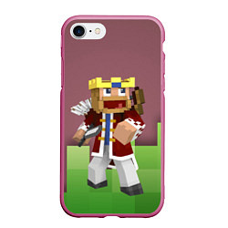 Чехол iPhone 7/8 матовый Minecraft Hero Video game, цвет: 3D-малиновый