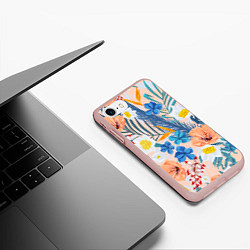 Чехол iPhone 7/8 матовый Цветы Яркие Тропические, цвет: 3D-светло-розовый — фото 2