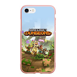 Чехол iPhone 7/8 матовый Minecraft Dungeons Heroes Video game, цвет: 3D-светло-розовый