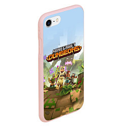 Чехол iPhone 7/8 матовый Minecraft Dungeons Heroes Video game, цвет: 3D-светло-розовый — фото 2