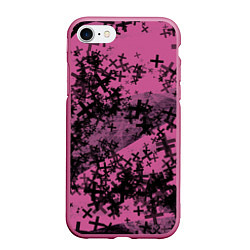 Чехол iPhone 7/8 матовый Кресты и хаос На розовом Коллекция Get inspired! F, цвет: 3D-малиновый