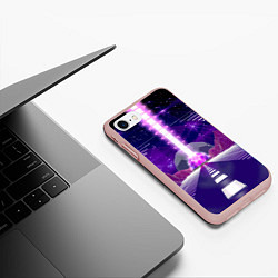 Чехол iPhone 7/8 матовый Vaporwave Neon Space, цвет: 3D-светло-розовый — фото 2