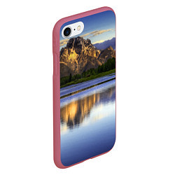 Чехол iPhone 7/8 матовый Горы mountains, цвет: 3D-малиновый — фото 2