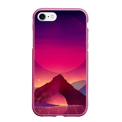 Чехол iPhone 7/8 матовый Горы Космос Neon Психоделика, цвет: 3D-малиновый