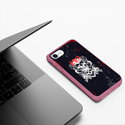 Чехол iPhone 7/8 матовый SLAYER СЛЭЙЕР ЧЕРЕП БРЫЗГИ, цвет: 3D-малиновый — фото 2