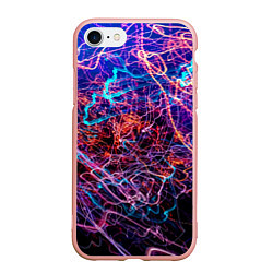 Чехол iPhone 7/8 матовый Красочный неоновый паттерн Импрессионизм, цвет: 3D-светло-розовый