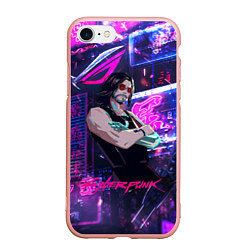 Чехол iPhone 7/8 матовый Johnny cyberpunk2077, цвет: 3D-светло-розовый
