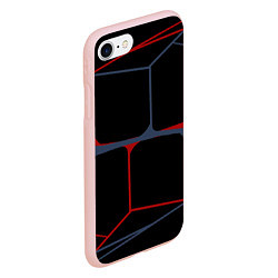 Чехол iPhone 7/8 матовый Геометрические линии сине-красные, цвет: 3D-светло-розовый — фото 2