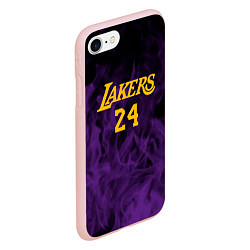 Чехол iPhone 7/8 матовый Lakers 24 фиолетовое пламя, цвет: 3D-светло-розовый — фото 2