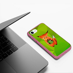 Чехол iPhone 7/8 матовый Лисенок с подарком, цвет: 3D-малиновый — фото 2