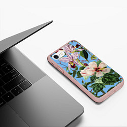 Чехол iPhone 7/8 матовый Цветы Сине-Цветочный Букет, цвет: 3D-светло-розовый — фото 2