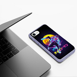 Чехол iPhone 7/8 матовый CHAINSAW MAN on the background of the moon, цвет: 3D-светло-сиреневый — фото 2