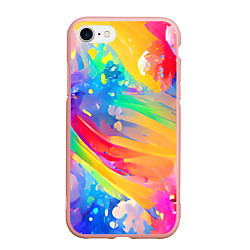 Чехол iPhone 7/8 матовый Радужный рисунок, цвет: 3D-светло-розовый