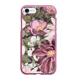 Чехол iPhone 7/8 матовый Цветы Красивый Цветочный Букет Георгин, цвет: 3D-малиновый